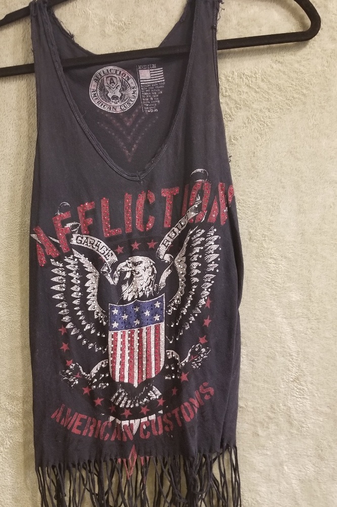 Affliction fringe tank top